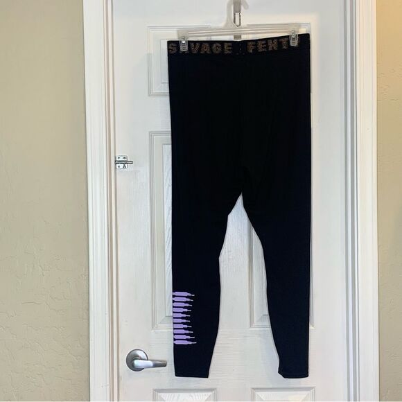 Savage X‎ Fenty Black Purple Logo High Rise Legging Size 2X - Picture 3 of 12